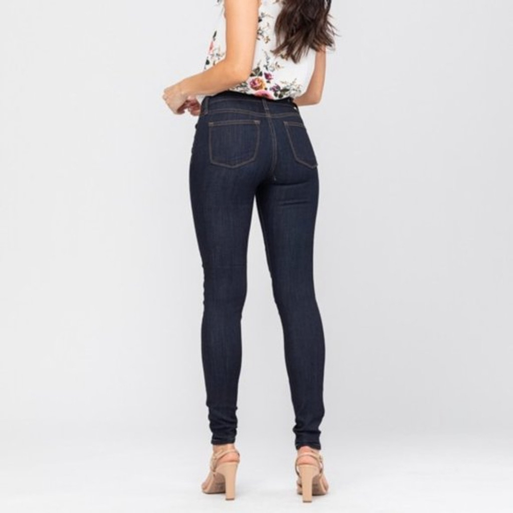 Judy Blue Jeans Womens Mid Rise Skinny 5 27 Dark Wash Style 8376 Super Stretchy - Picture 2 of 13